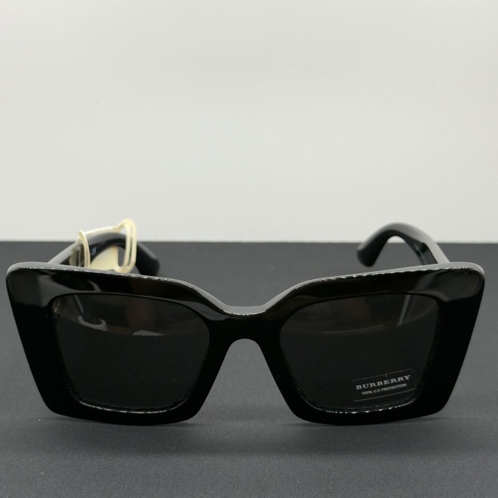 Burberry Sunglasses B 4344 3001/87 Polished Black Grey Lens Gold Logo READ
